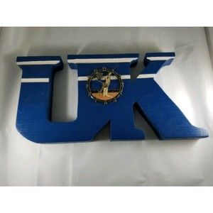 Handmade Wooden Blue University of Kentucky Wildcats Basketball Clock 19" X 9"